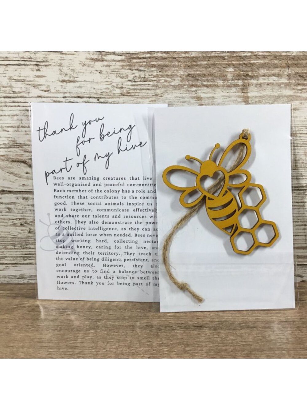 Bee Story Card Ornament - "Thank you for being a part of my hive"